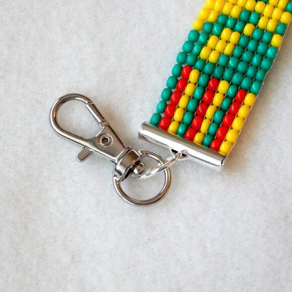 Hawaii Kanaka Maoli flag bead keychain, handmade, 30% to charity! - Picture 5 of 5